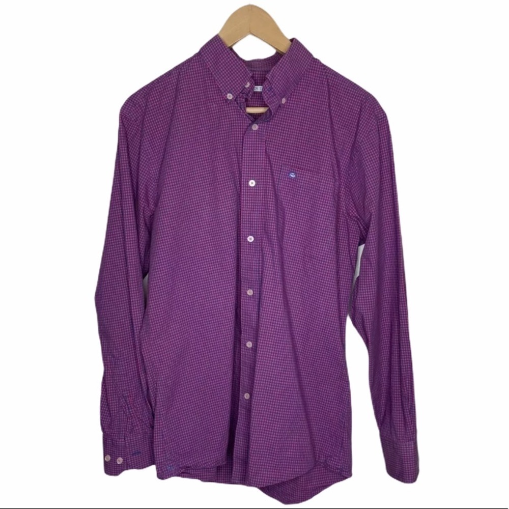 Southern Tide mens check button front shirt M